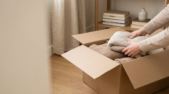 Giving Tuesday, volunteer packing donated blankets and clothes