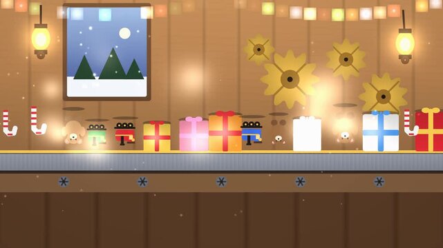 Santa Toy Factory Conveyor Belt 4K Christmas Workshop