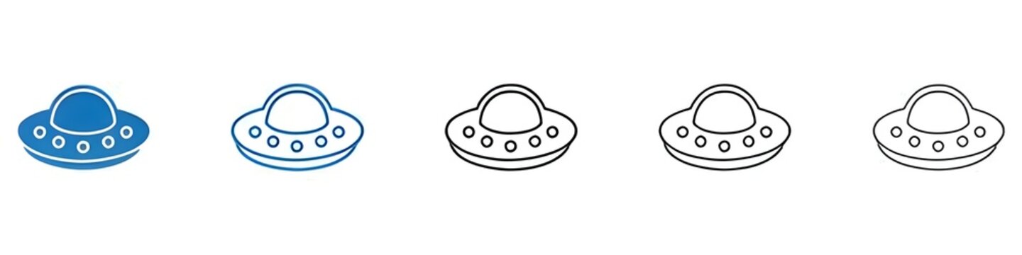UFO icon vector set collection for web. Thin line customizable illustration. Contour symbol. Vector isolated outline drawing. Editable stroke