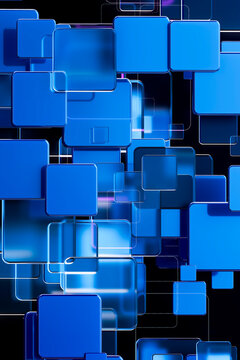 3D Modular Square Interface for API Integration Technology Background