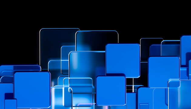 3D Floating Digital Tiles for Edge Computing Technology Banner