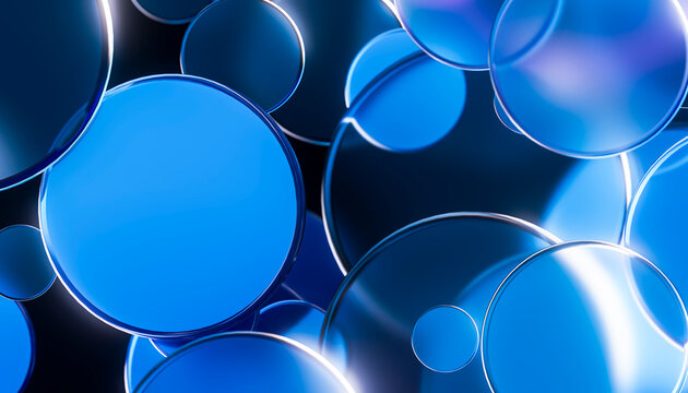 3D Blue Circular Interfaces for Immersive Technology Wallpaper