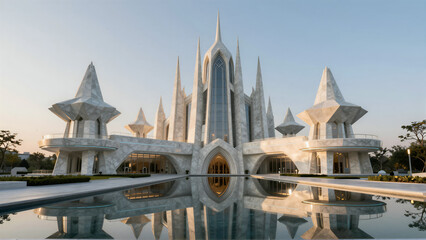Obraz premium Futuristic Neo-Camelot Architectural Concept
