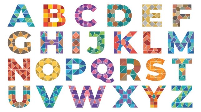 Colorful mosaic alphabet letters from a to z with vibrant textures and patterns a creative and educational visual concept