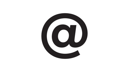 Obraz premium At symbol icon in black silhouette against a white background