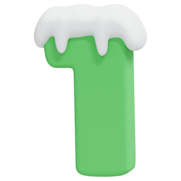 Green Christmas Snow Number 1 3D Icon