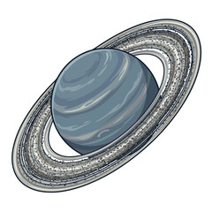 Planet with Prominent Ring System Stylized Blue Gas Giant for Educational Science Graphics © abdullah