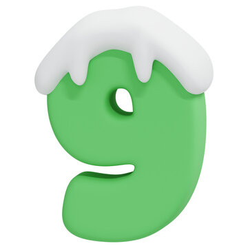 Green Christmas Snow Number 9 3D Icon