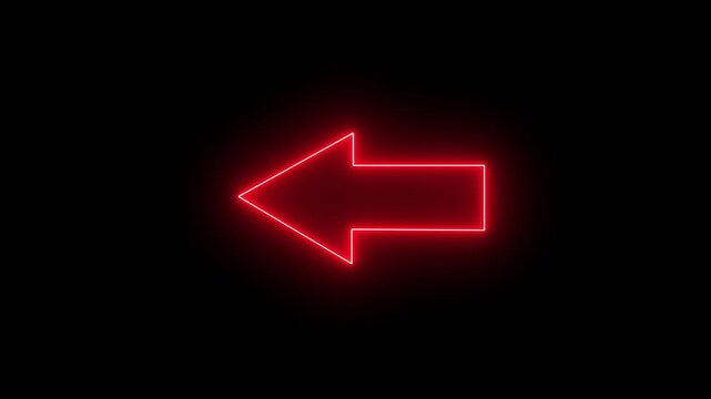 Neon line Up direction animated arrow .Animation of sweep arrow icon, upward and transparent red swipe up pointing arrow icon.4 k video animation .