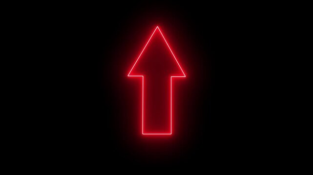 Neon line Up direction animated arrow .Animation of sweep arrow icon, upward and transparent red swipe up pointing arrow icon.4 k video animation .