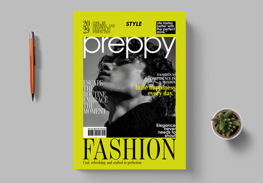 Bold Fashion Magazine Cover With Monochrome Modern Editorial Design