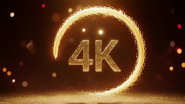 Golden particle text animation with bokeh and light effects for title sequences
