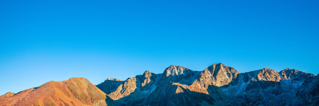 Mountain landscape in autumn. Hiking The Pyrenees Mountains In Andorra