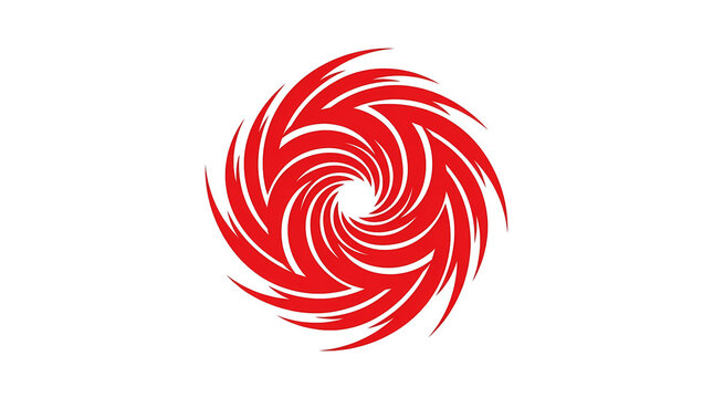 Red Spiral Swirl. Circular Motion Symbol. Dynamic Energy Concept. Abstract Vector Illustration