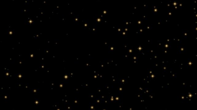 Golden star dust shimmering against a dark, infinite expanse, creating a celestial and magical atmosphere.