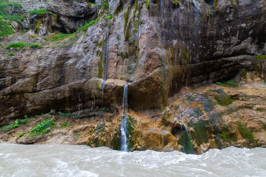 Chegem Waterfalls are a popular natural tourist attraction in Caucasus mountains