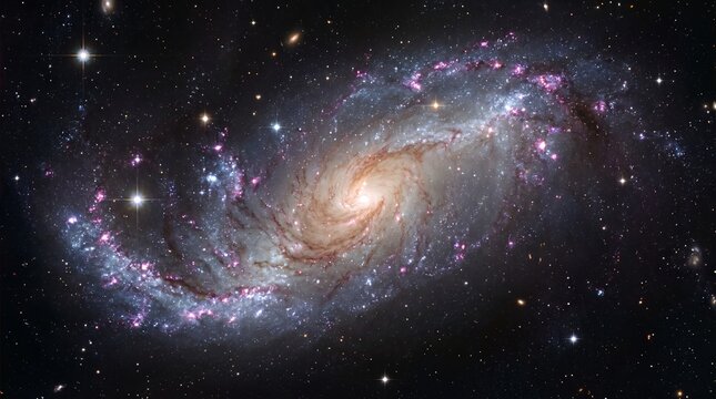 Spiral galaxy with bright stars
