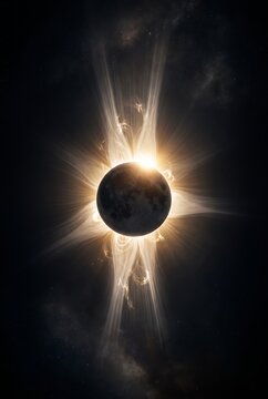 Solar eclipse with a golden corona