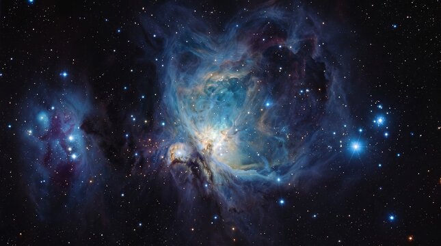 Blue nebula with scattered stars