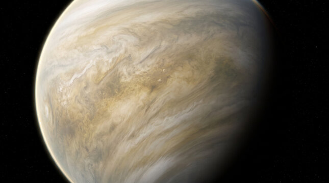 Pale planet with swirling clouds