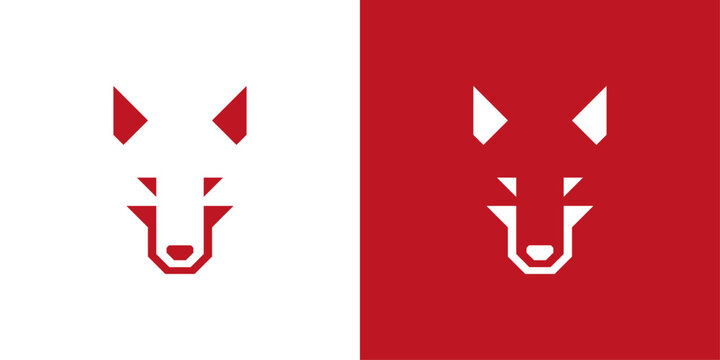 Wolf head logo. Geometric animal symbol with a bold minimalist design.