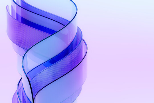 3D Purple Glass Ribbon Visualizing Artificial Intelligence Data Flow