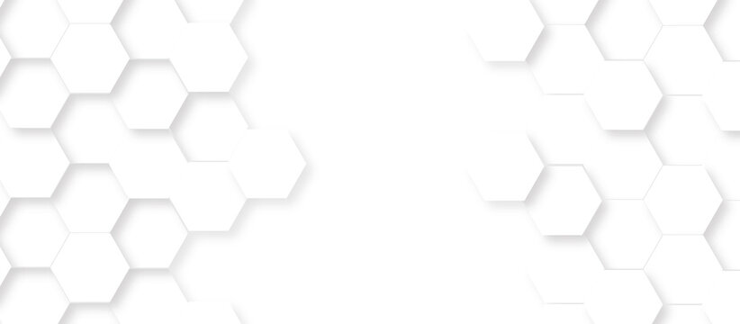 white hexagonal technology creative emboss light honeycomb polygonal. abstract hexagon science and web business template background. realistic geometric mesh cells texture