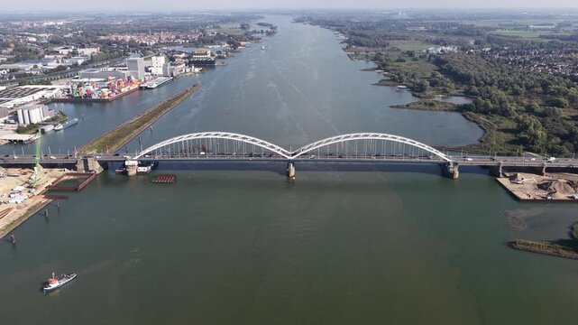 Aerial View of Merwede Bridge on A27 near Gorinchem, Netherlands
