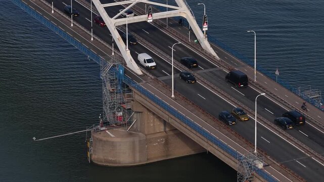 Aerial View of Merwede Bridge on A27 near Gorinchem, Netherlands