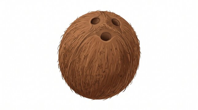 Whole Brown Coconut Isolated on White Background for Food and Tropical Concepts