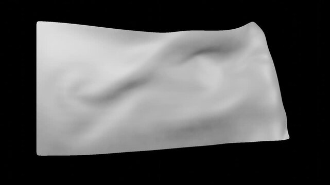 Light Gray Flag Waving in Wind Seamless Loop With Alpha Channel
