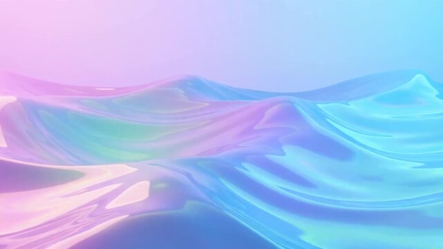 Soft pastel waves flowing with iridescent pink lavender and mint shimmer for gentle dreamy abstract backgrounds in a calming seamless loop