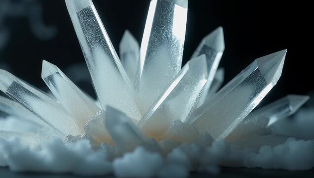 Shimmering Crystal Formation Amidst Soft Clouds