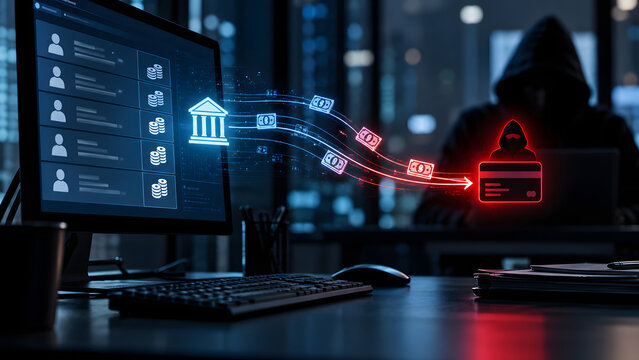 Cybercriminal diverting payroll transfer from business account