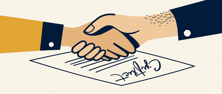 Business Contract Handshake Agreement Illustration