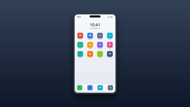 Mobile Phone Password Unlock Animation with Four Digit PIN Code, Secure Smartphone Authentication, Successful Login Access and App Icons Appearing, Digital Security, Privacy and Mobile Technology