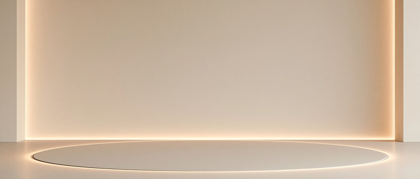 Minimalist Warm Beige Studio Room Podium Banner