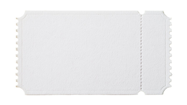 Blank paper ticket stub isolated on transparent background