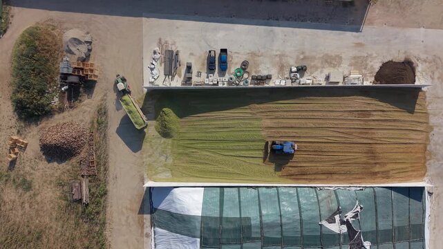 Aerial View of Silage Storage and Cattle Feed Operations in Lombardy Italy