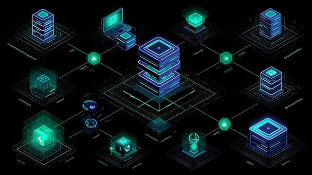 abstract cloud social media innovative cyber security network, using interconnected nodes to represent business partnerships on the Smart digital Innovation city with connection network reciprocity