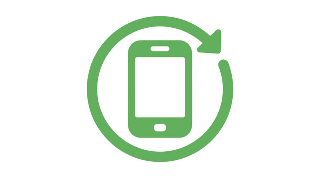 Smartphone refresh icon depicts a mobile device within a circular arrow symbolizing data synchronization cellular phone update reload