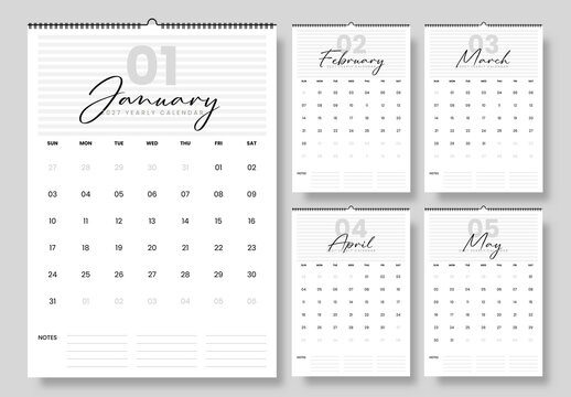 Minimal 2027 Monthly Calendar Planner Template