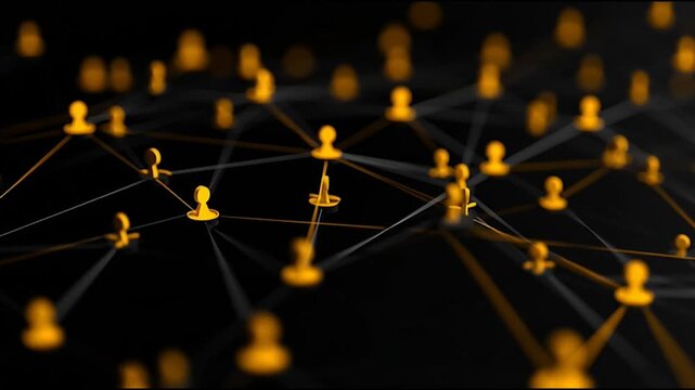 abstract professional business team people innovation connection of line from nail node to node on map background , networking concept innovative cyber security network, using interconnected nodes