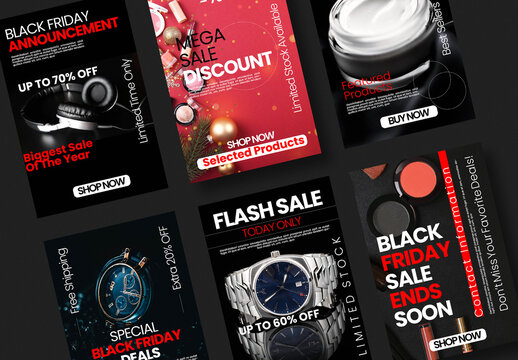 Modern Black Friday Sale Promotional Social Media Poster Set
