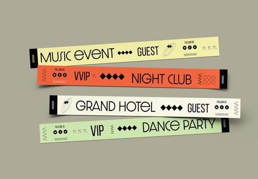 Modern Event VIP Wristband Template Design Layout