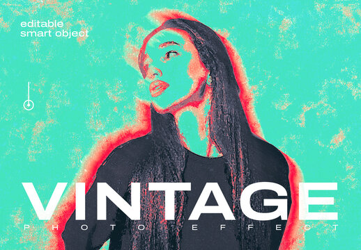 Vintage Paint Photo Effect Mockup