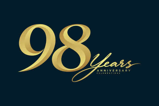 98 Years Anniversary Elegant Gold Number Logo on Dark Background