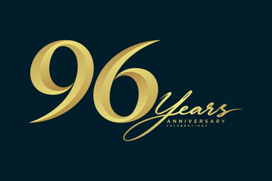 96 Years Anniversary Elegant Gold Number Logo on Dark Background