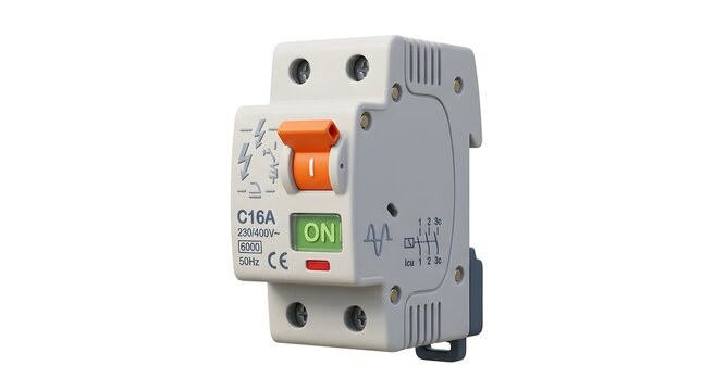 Single Pole 16 Amp Miniature Circuit Breaker (MCB) C16A 230/400V 6000A Breaking Capacity Electrical Safety Device with Orange Switch