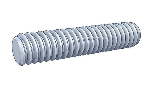 Detailed 2D vector illustration of a metallic threaded bolt shaft or screw rod, showcasing a clean, industrial design on a plain white background.